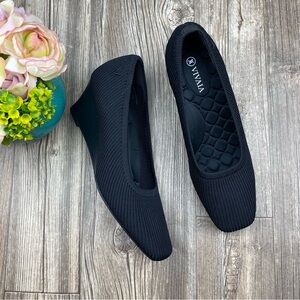 TODAY SALE 🌹Vivaia Margot Wedge Pro Square Toe Wedge Heel In Black Sz US 8